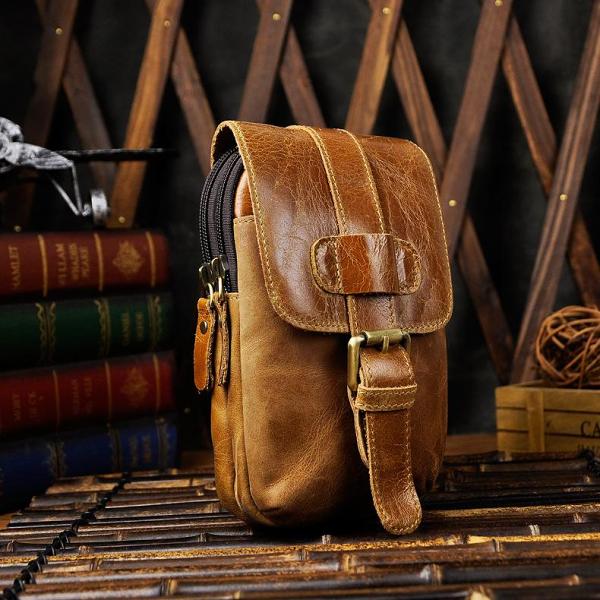 Leather Belt Pouch Mens Small Cases Waist Bag Hip Pack Belt Bag Fanny Pack Bumbag for Men