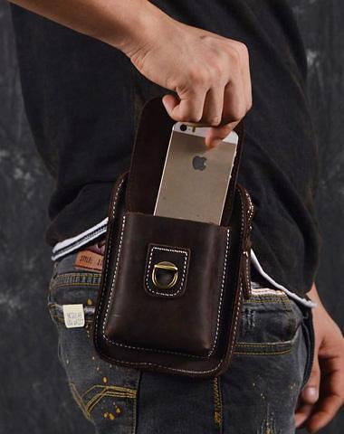 Vintage Leather Cigarette Case Belt Pouch for Men Waist Bags BELT BAG For Men