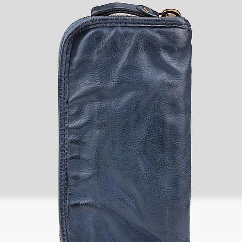 Handmade Leather Mens Cool Long Leather Wallet Zipper Clutch Wallet for Men