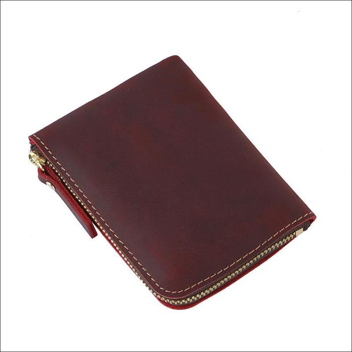 Leather Small Mens Wallet Zipper billfold Front Pocket Wallet Card Wallet Small Wallet for Men