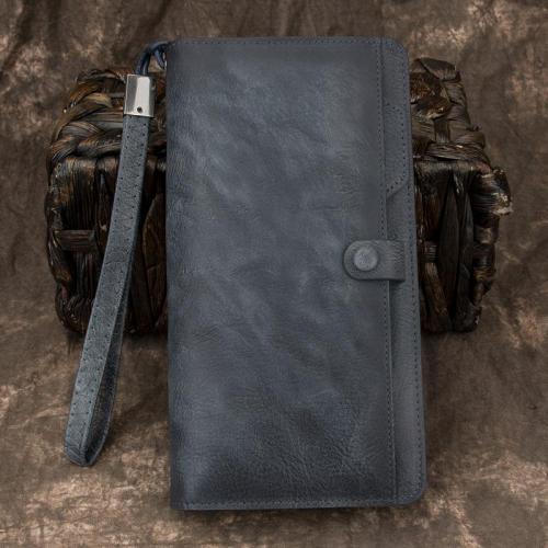 COOL MENS LEATHER Brown Bifold ZIPPER LONG CLUTCH WALLETS VINTAGE Brown Wristlet Long WALLET FOR MEN