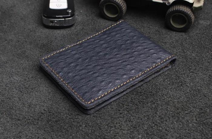 Handmade Leather Mens License Wallets Cool Short Wallet Card Holder Small Card Slim Wallets for Men