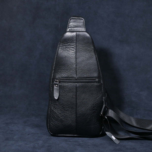 Genuine Leather Mens Cool Chest Bag Sling Bag Crossbody Bag Travel Bag Hiking Bag for men