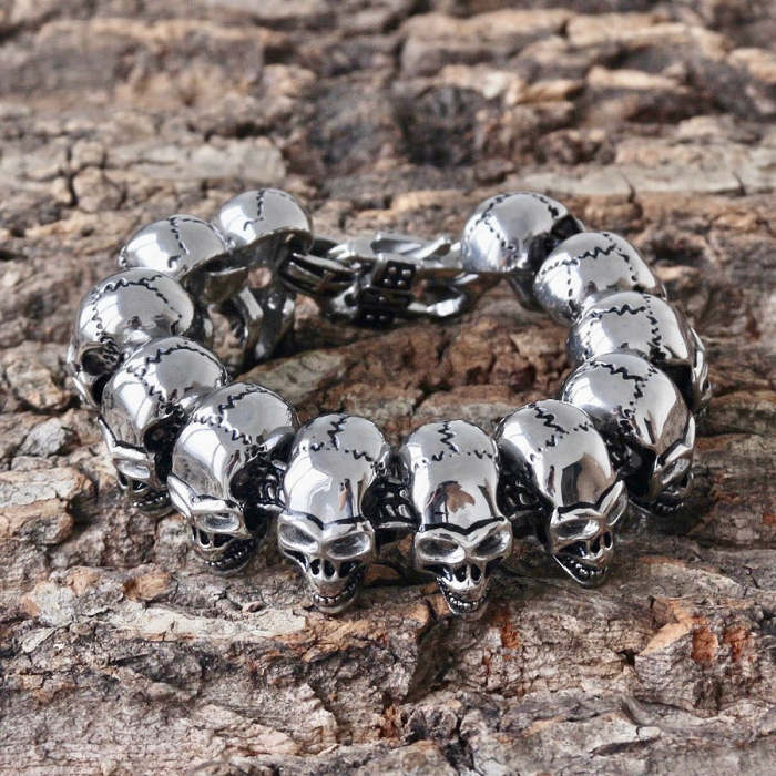 Black Hills - Skull Bracelet - Silver Skulls - B37
