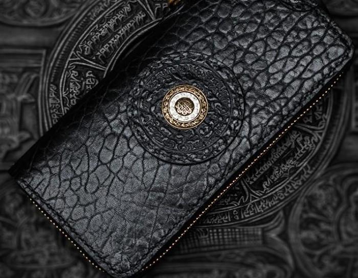 Handmade Leather Black Chain Wallet Mens Biker Wallet Cool Leather Wallet Long Phone Wallets for Men