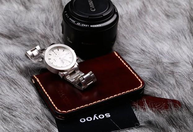 Leather Mens Slim Front Pocket Bifold Small Wallets Card Wallet for Men