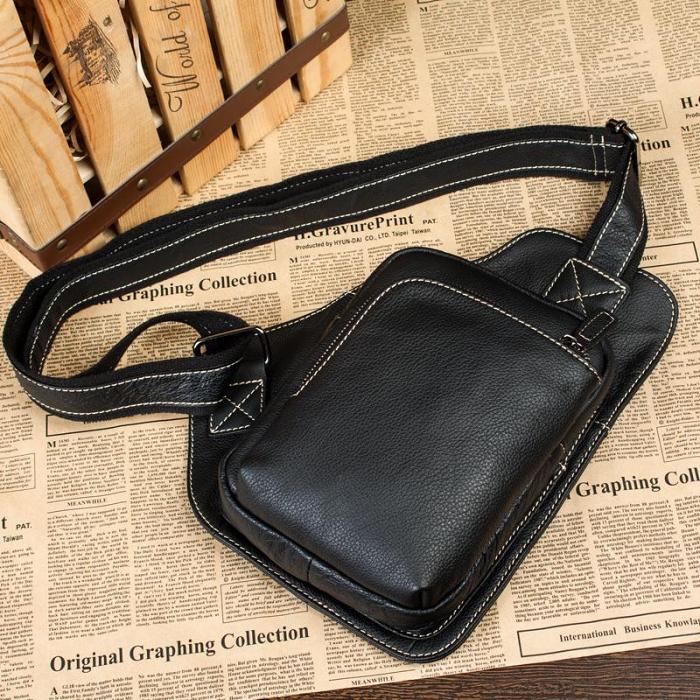 Leather Mens Cool Sling Bag Crossbody Bag Chest Bag for men
