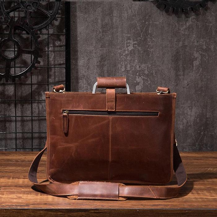 Cool Leather Mens Briefcase 13inch Laptop Bag Work Handbag Business Bags for Men
