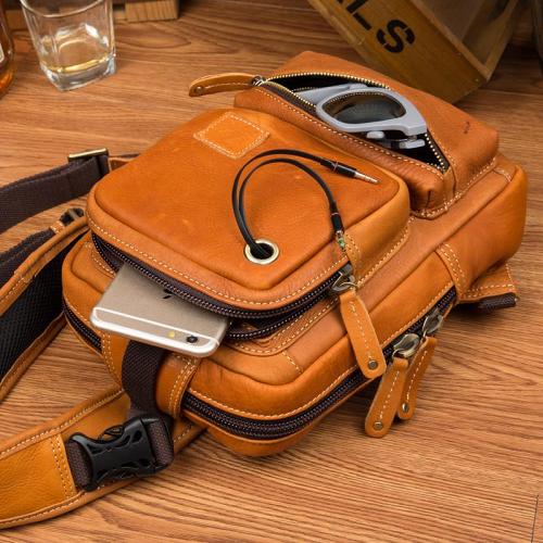 Leather Mens Cool Sling Bag Crossbody Bag Chest Bag for men