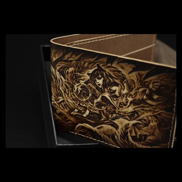 Handmade Leather Tooled League of Legends LOL Ahri the Nine-Tailed Fox Mens billfold Wallet Cool Leather Wallet Slim Wallet for Men
