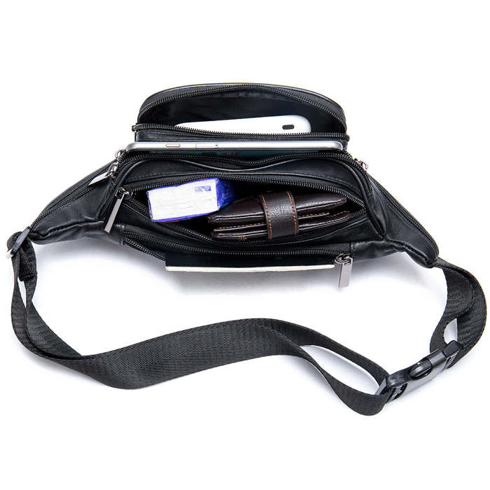 Small Brown Leather Fanny Pack Mens Brown Chest Bag Leather Hip Bag Brown Small Waist Bag For Men