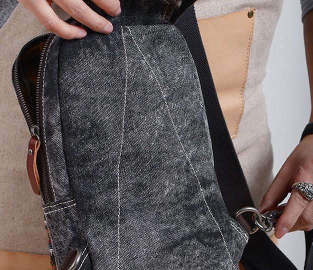 Folk Canvas Mens Sling Bag Vintage Chest Bag One Shoulder Pack for men