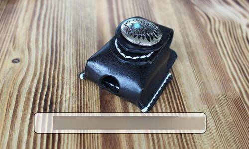 Handmade Mens Black Leather Heavy Armor Zippo Lighter Case Belt Zippo Lighter Holder with Belt Clip