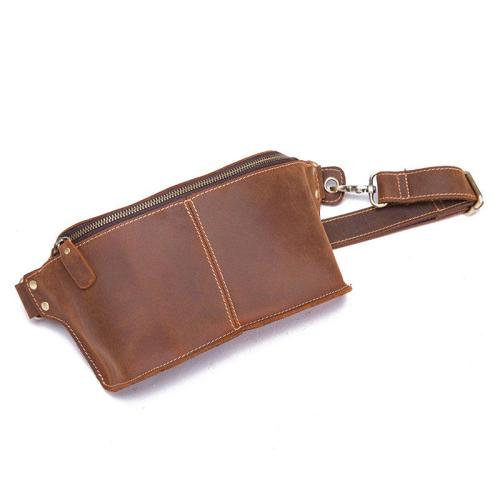 Cool Brown LEATHER MENS FANNY PACK FOR MEN BUMBAG WAIST BAGS
