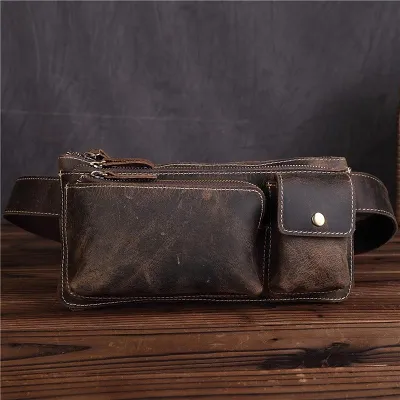 LEATHER MENS FANNY PACK FOR MEN BUMBAG Vintage WAIST BAG