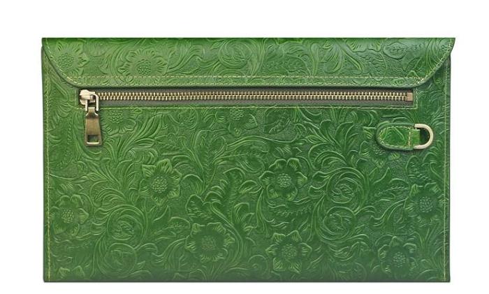 Handmade Leather Floral Tooled Mens Clutch Cool Slim Wallet Zipper Clutch Wristlet Wallet for Men