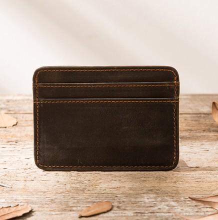Mens Leather Slim Cards Holder Front Pocket Wallets Card Wallet for Men