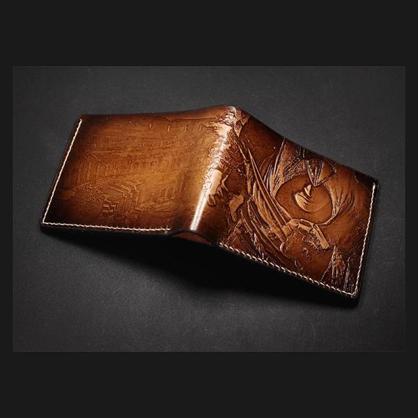 Handmade Leather Tooled Assassin's Creed Mens billfold Wallet Cool Leather Wallet Slim Wallet for Men