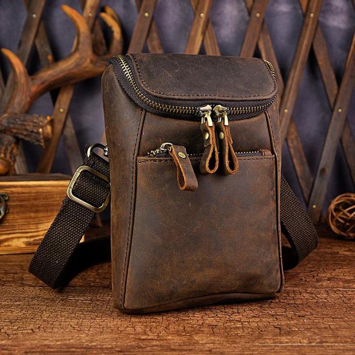 Leather Belt Pouch Mens Small Cases Waist Bag Hip Pack Belt Bag Fanny Pack Bumbag for Men