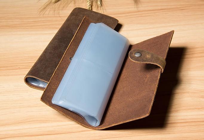 Handmade Leather Mens Card Wallet Vintage Coffee Multi Cards Wallet for Men