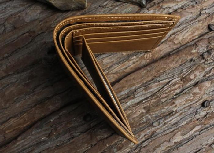 Handmade Leather Mens Cool Slim Leather Wallet Men billfold Wallets Bifold for Men