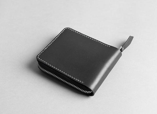 Handmade Leather Mens Cool Slim Leather Zipper Wallet Men Small Wallets Bifold for Men