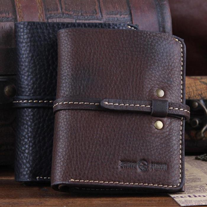 Genuine Leather Mens Cool Slim Long billfold Leather Wallet Men Small Wallets Bifold for Men