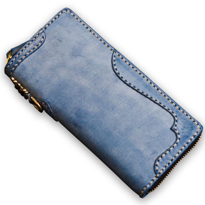 Handmade Leather Mens Chain Biker Wallet Cool Leather Wallet Long Clutch Wallets for Men