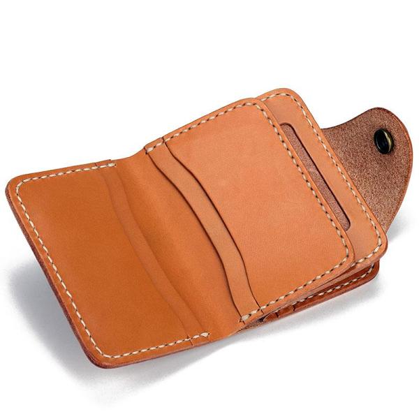 Handmade Leather Mens Cool Tooled Floral Short Wallet Card Holder Card Wallets for Men