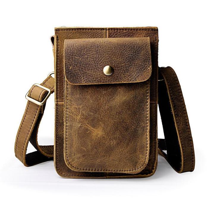 Leather Belt Pouch for Men Waist Bags Cell Phone Holsters BELT BAG Shoulder Bags For Men
