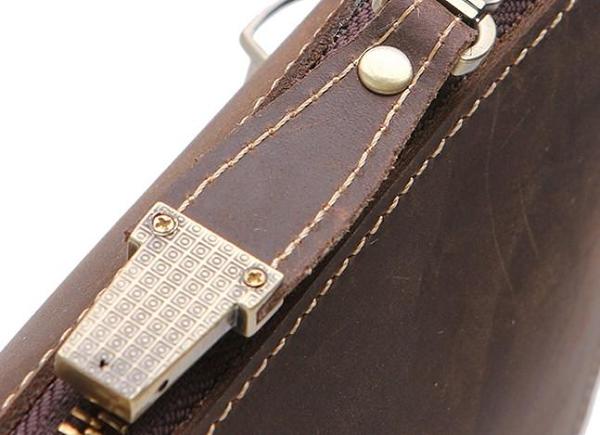 Leather Men Zipper Wristlet Wallet Clutch Long Wallets for Men