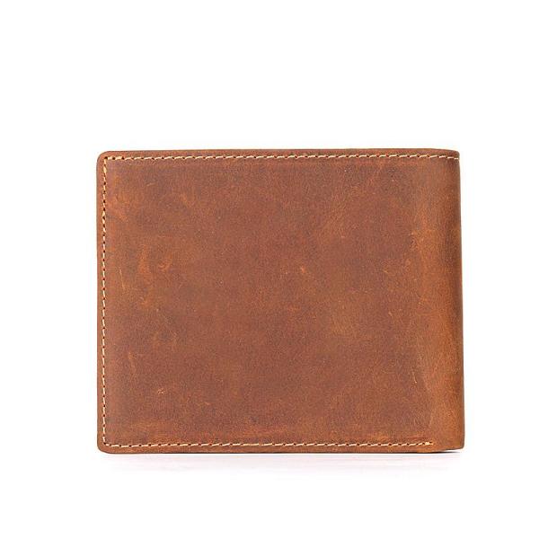 Slim Brown Leather Men's Bifold Small Wallet billfold Front Pocket Wallet For Men