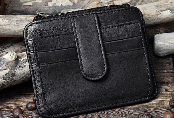 Cool Leather Mens Wallet Slim Wallet Card Front Pocket Wallet for Men