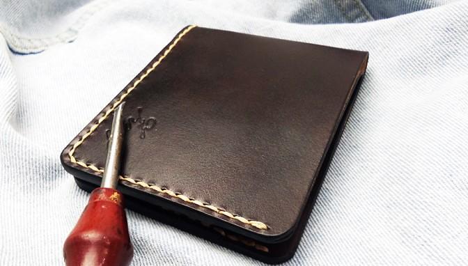 Leather Mens Slim Coffee Front Pocket Bifold Small Wallets Card Wallet for Men