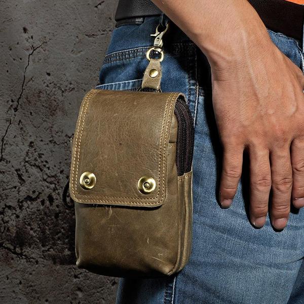 Leather Belt Pouch Mens Waist Bag Small Case for Men