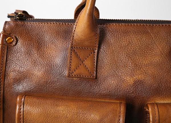 Handmade Genuine Leather Vintage Brown Mens Travel Bag Cool Messenger Bag Shoulder Bag Handbag for Men