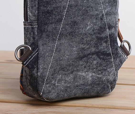 Folk Canvas Mens Sling Bag Vintage Chest Bag One Shoulder Pack for men