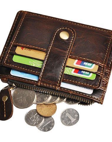 Vintage Leather Mens Front Pocket Wallet Slim Wallet for Men
