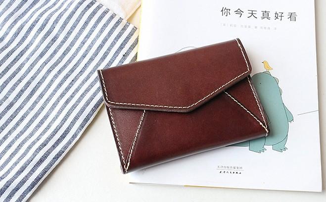 Leather Mens Card Wallet Front Pocket Wallet Envelope Cool Small Change Wallet for Men