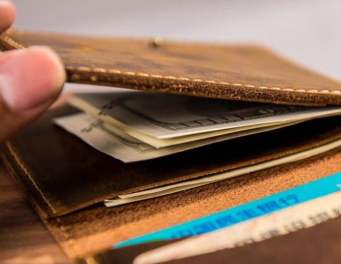 Leather Men Slim Small Wallet Bifold Small Vintage Wallet for Men