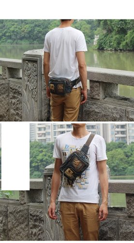 Denim Small Fanny Pack Convertible Small Jean Shoulder Bag Hip Bag Bum Bag For Men