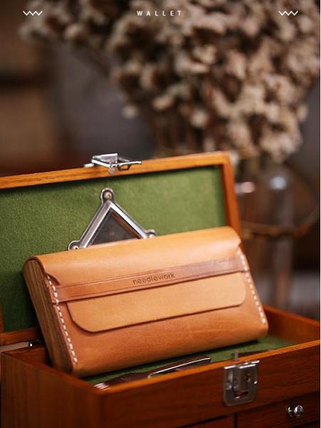 Cool Wooden Brown Leather Mens Long Wallet Brown Long Wallet for Men