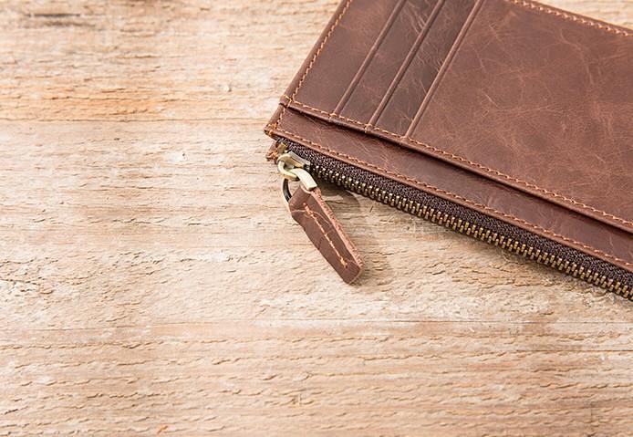 Cool Leather Mens Slim Front Pocket Wallet Small Wallets for Men