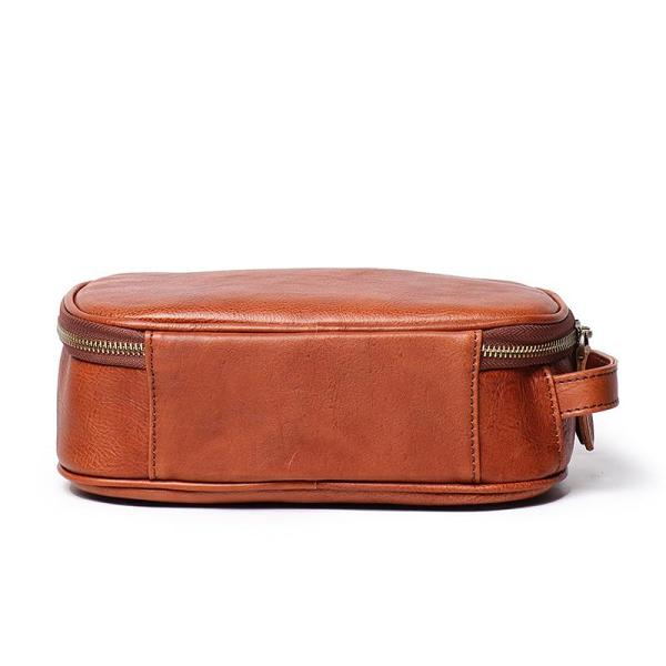 Vintage Brown Leather Men's Clutch Bag Double Zipped Small Wristlet Handbag Storage Bag For Men