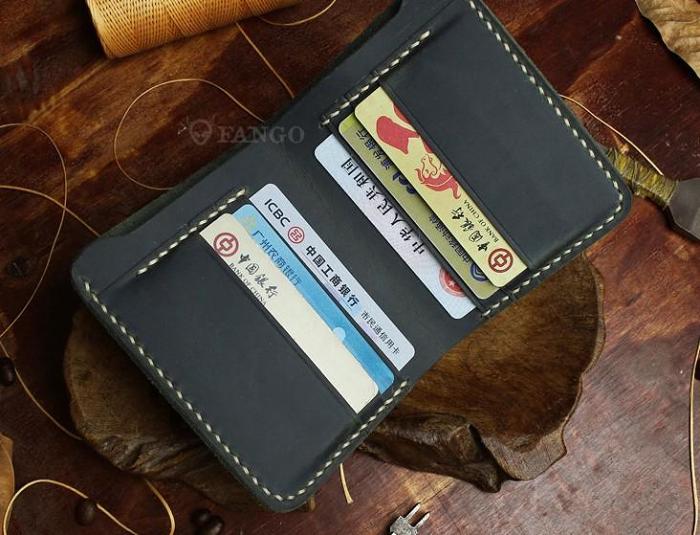 Handmade Leather Mens Cool Slim Leather Wallet Men billfold Wallets Bifold for Men