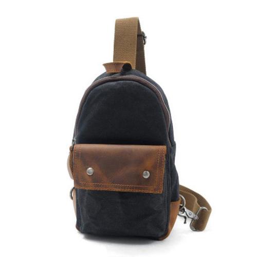 Cool Waxed Canvas Leather Mens Chest Bag Sling Bag One Shoulder Packs for men