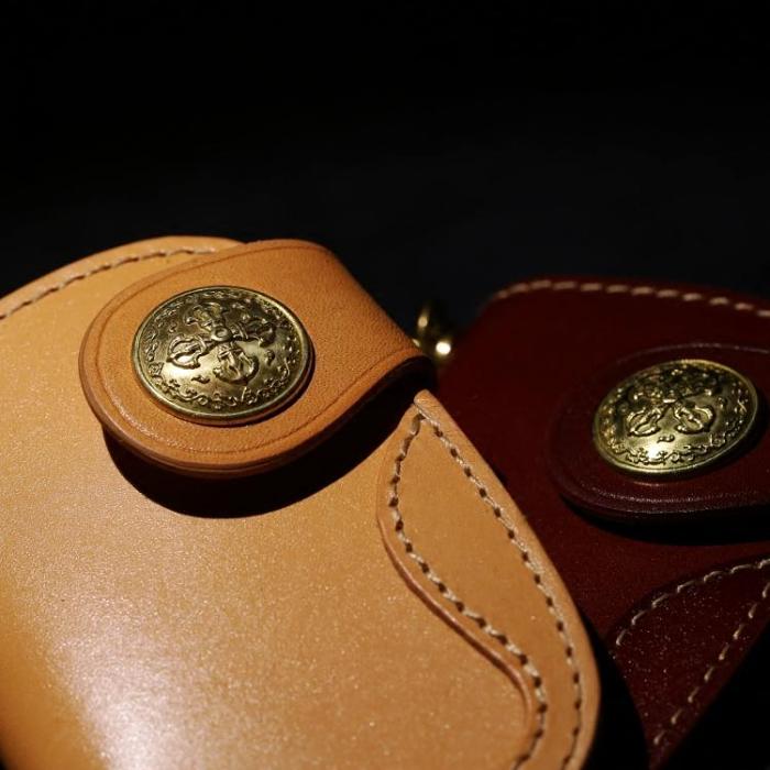 Handmade Leather Short Biker Wallet Mens Cool Car Key Wallet Pouch Car KeyChain for Men