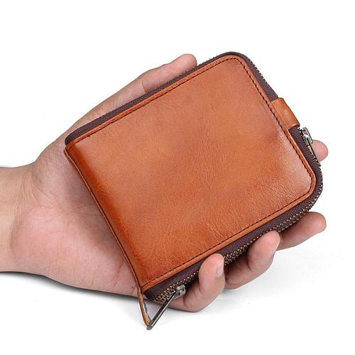 Handmade Mens Cool billfold Leather Wallet Men Small Wallets Bifold for Men