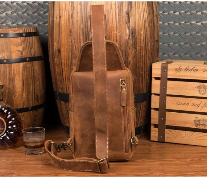 Leather Mens Cool Sling Bag Crossbody Bag Chest Bag for men