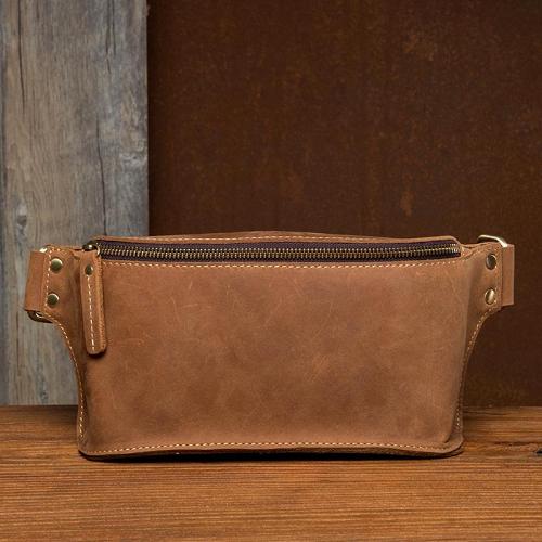 Vintage Leather Fanny Pack Mens Waist Bag Hip Pack Belt Bag Bumbag for Men